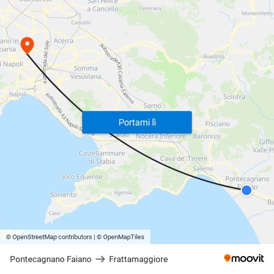 Pontecagnano Faiano to Frattamaggiore map