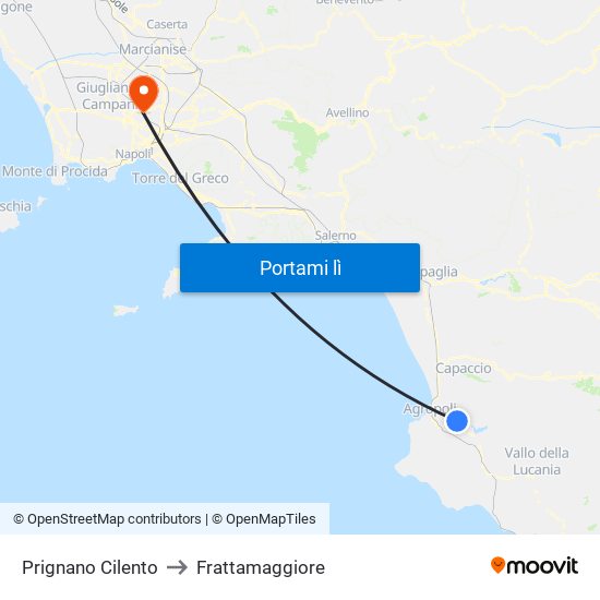 Prignano Cilento to Frattamaggiore map