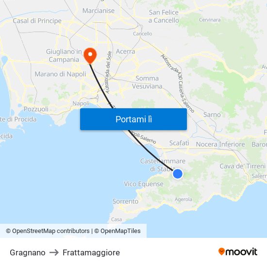 Gragnano to Frattamaggiore map