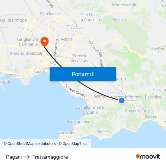 Pagani to Frattamaggiore map