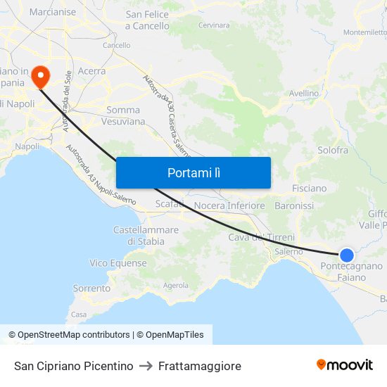 San Cipriano Picentino to Frattamaggiore map