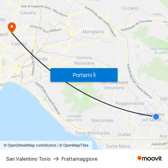 San Valentino Torio to Frattamaggiore map