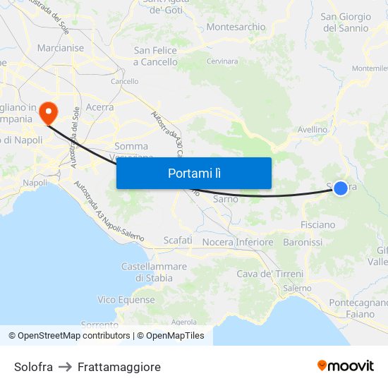 Solofra to Frattamaggiore map