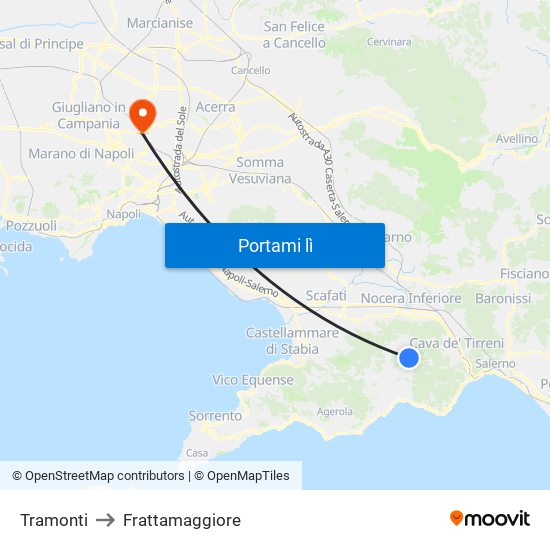 Tramonti to Frattamaggiore map