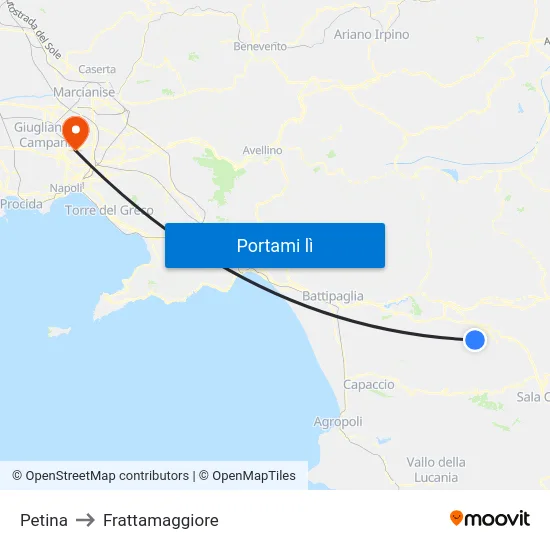 Petina to Frattamaggiore map
