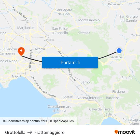 Grottolella to Frattamaggiore map