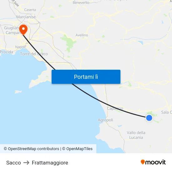 Sacco to Frattamaggiore map