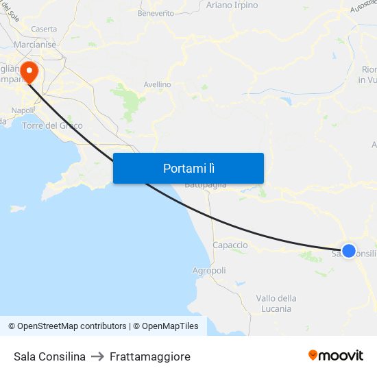 Sala Consilina to Frattamaggiore map