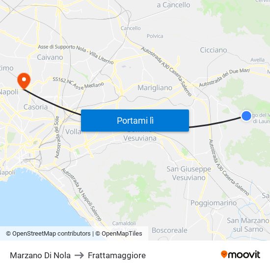 Marzano Di Nola to Frattamaggiore map