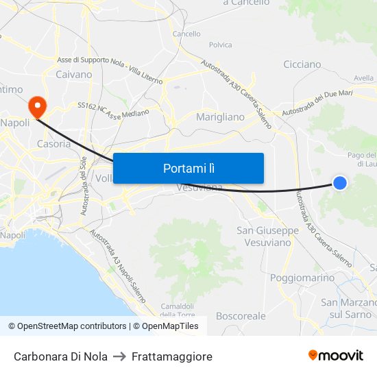 Carbonara Di Nola to Frattamaggiore map