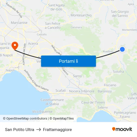 San Potito Ultra to Frattamaggiore map
