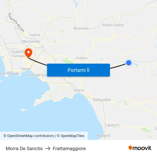 Morra De Sanctis to Frattamaggiore map