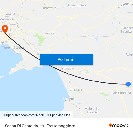 Sasso Di Castalda to Frattamaggiore map