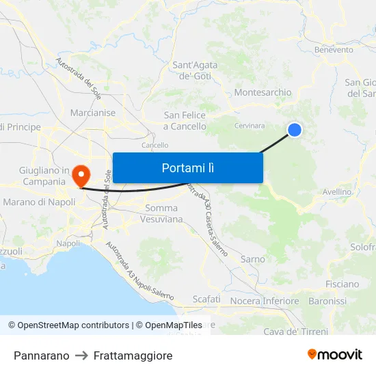 Pannarano to Frattamaggiore map