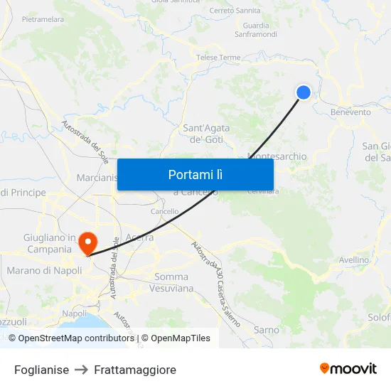 Foglianise to Frattamaggiore map