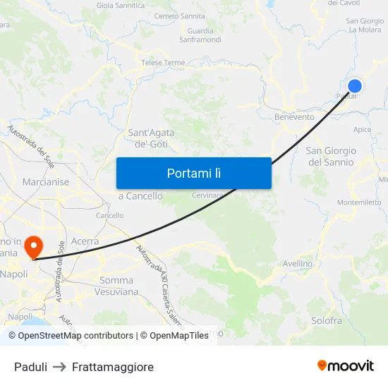 Paduli to Frattamaggiore map