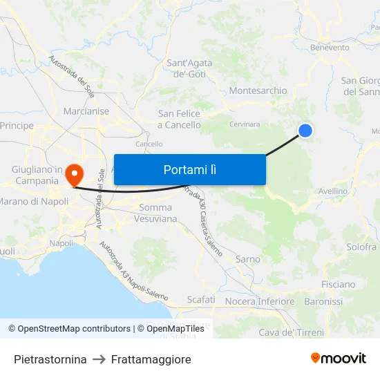 Pietrastornina to Frattamaggiore map