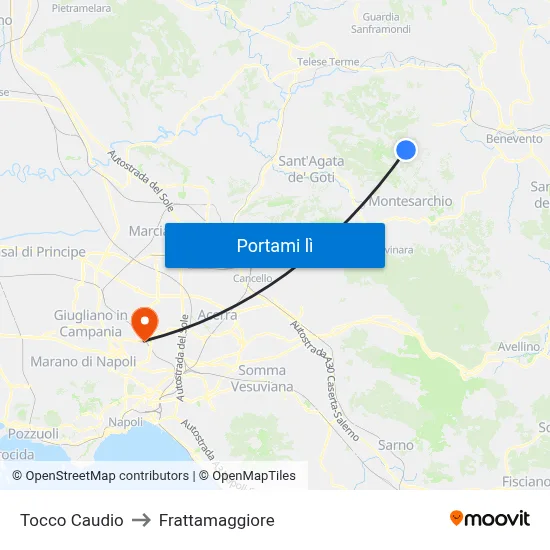 Tocco Caudio to Frattamaggiore map