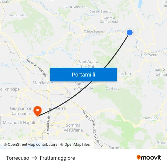 Torrecuso to Frattamaggiore map