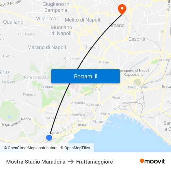 Mostra-Stadio Maradona to Frattamaggiore map