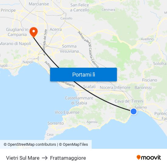 Vietri Sul Mare to Frattamaggiore map