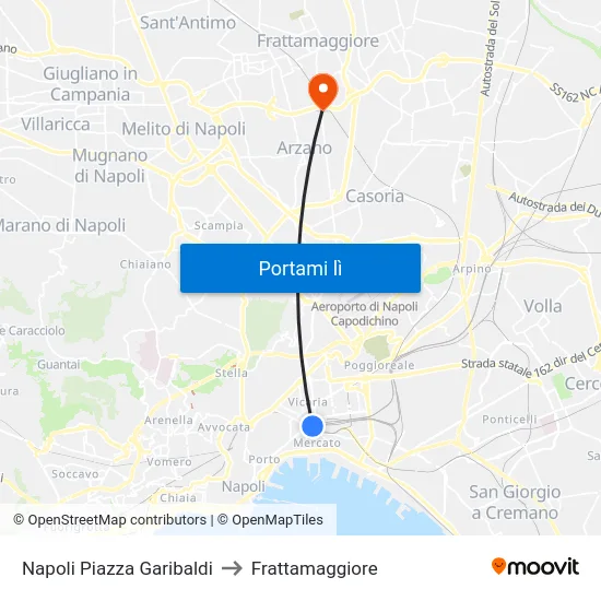 Napoli Piazza Garibaldi to Frattamaggiore map