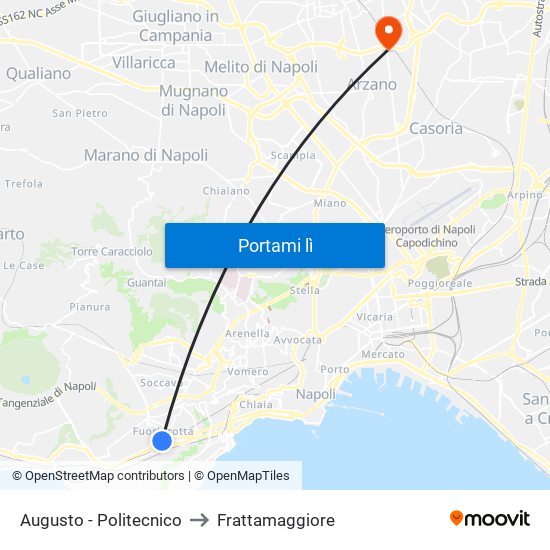 Augusto - Politecnico to Frattamaggiore map