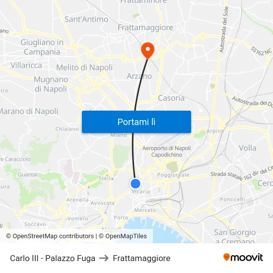 Carlo III - Palazzo Fuga to Frattamaggiore map