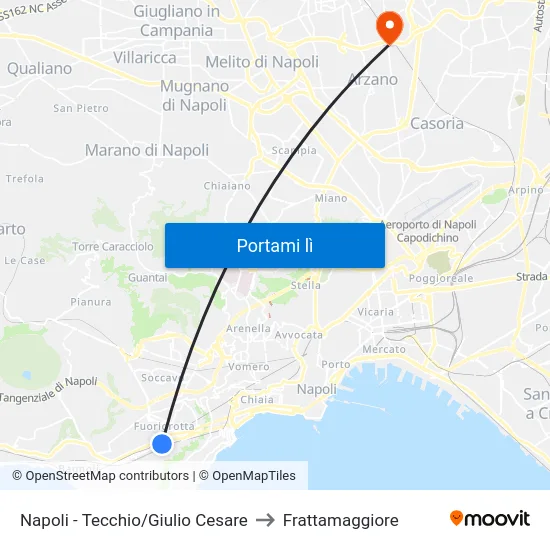 Napoli - Tecchio/Giulio Cesare to Frattamaggiore map