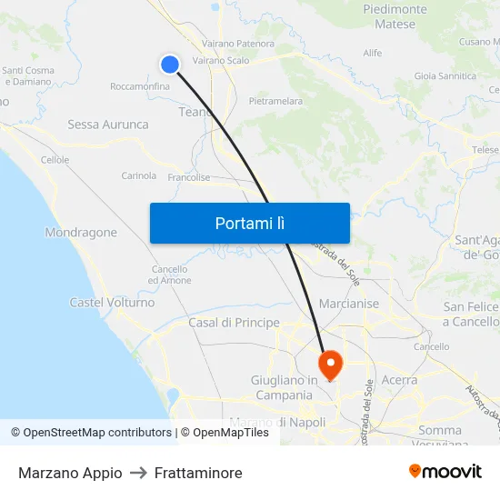 Marzano Appio to Frattaminore map