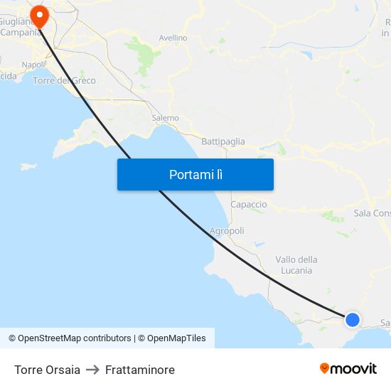 Torre Orsaia to Frattaminore map