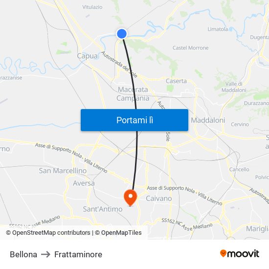 Bellona to Frattaminore map