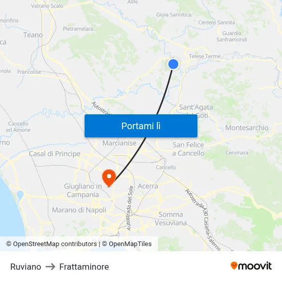 Ruviano to Frattaminore map