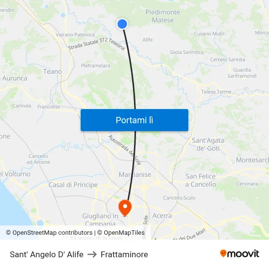 Sant' Angelo D' Alife to Frattaminore map