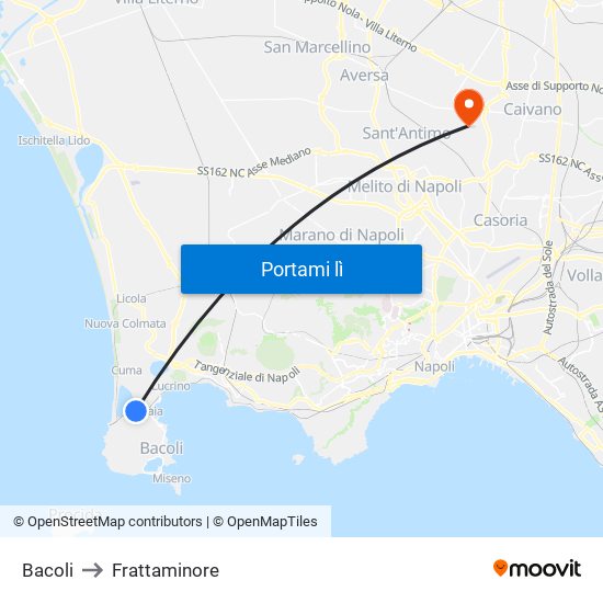 Bacoli to Frattaminore map