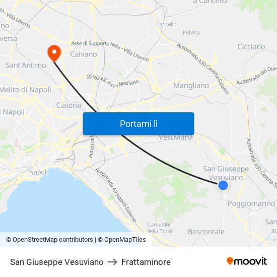 San Giuseppe Vesuviano to Frattaminore map