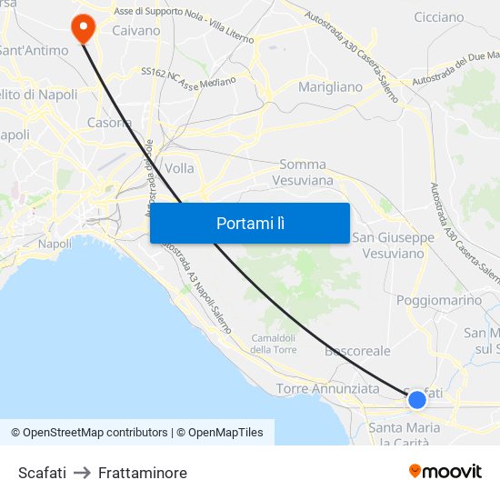 Scafati to Frattaminore map