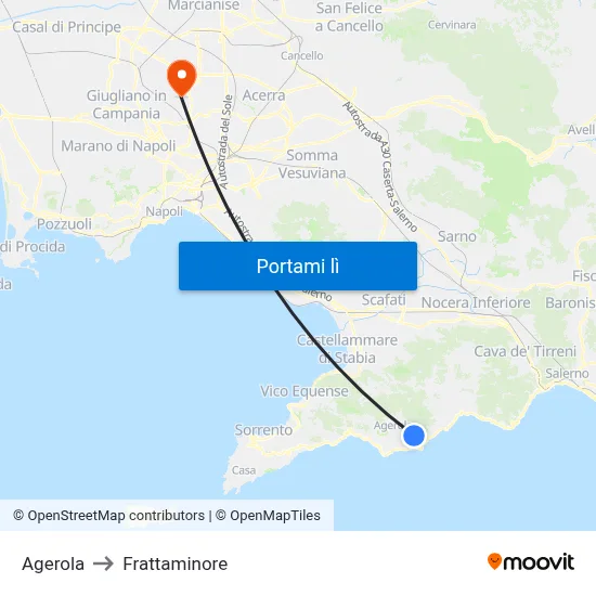 Agerola to Frattaminore map