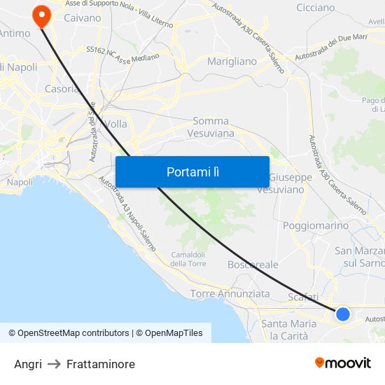 Angri to Frattaminore map