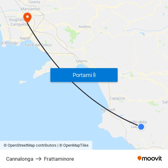 Cannalonga to Frattaminore map