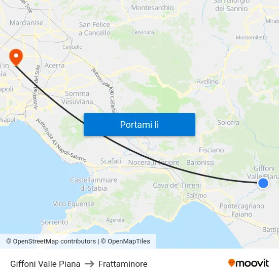 Giffoni Valle Piana to Frattaminore map