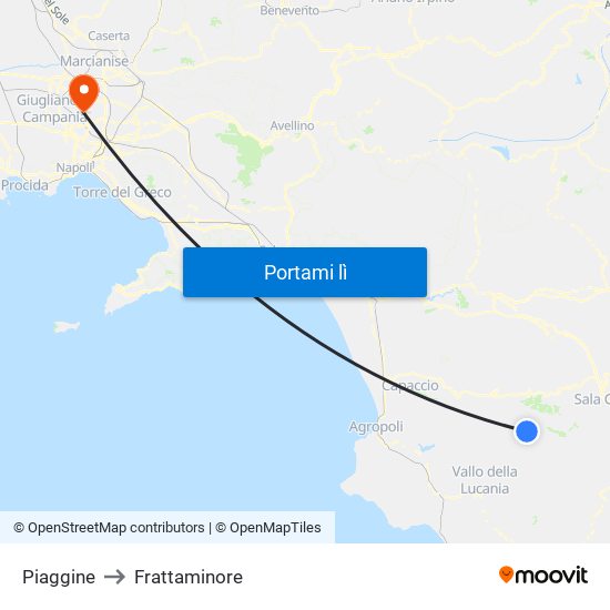 Piaggine to Frattaminore map