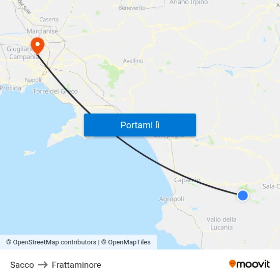 Sacco to Frattaminore map