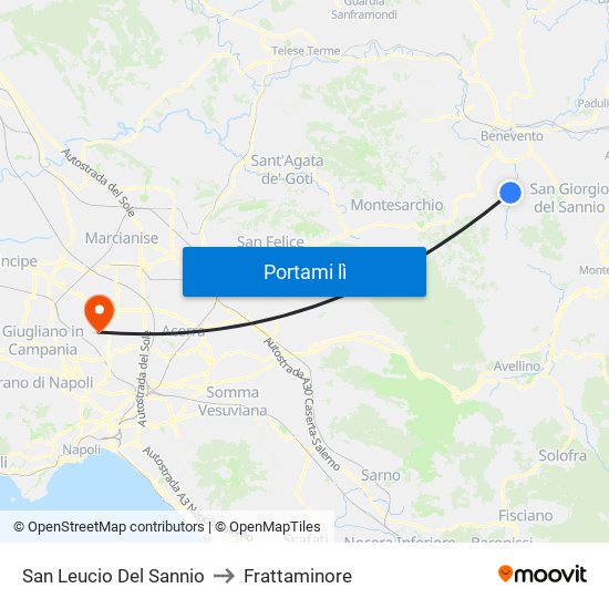 San Leucio Del Sannio to Frattaminore map