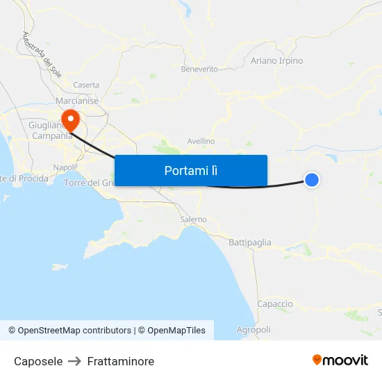 Caposele to Frattaminore map