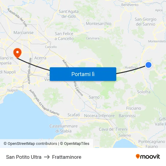 San Potito Ultra to Frattaminore map