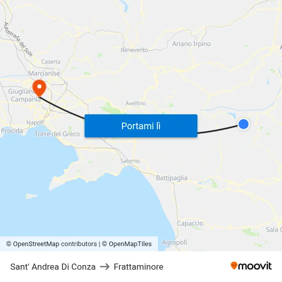 Sant' Andrea Di Conza to Frattaminore map