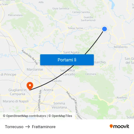 Torrecuso to Frattaminore map
