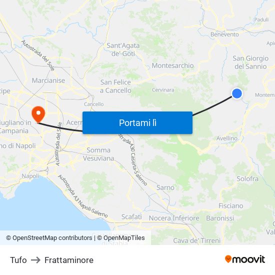 Tufo to Frattaminore map