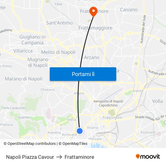 Napoli Piazza Cavour to Frattaminore map